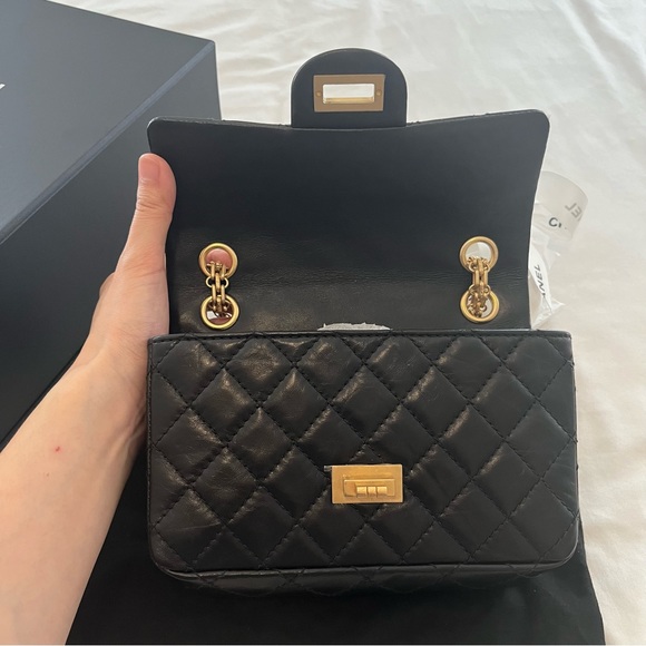 SOLD Authentic Chanel 2.55 Classic Mini Flap Bag Crossbody Aged Calfskin GHW - Picture 11 of 16